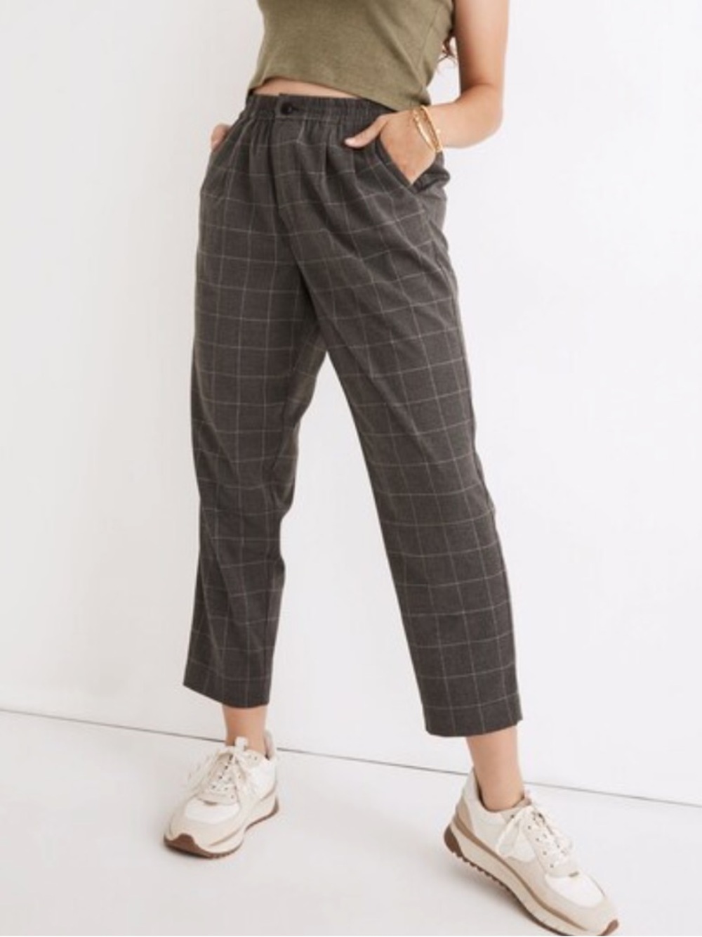 Madewell Curvy Plaid Flannel Track Trouser